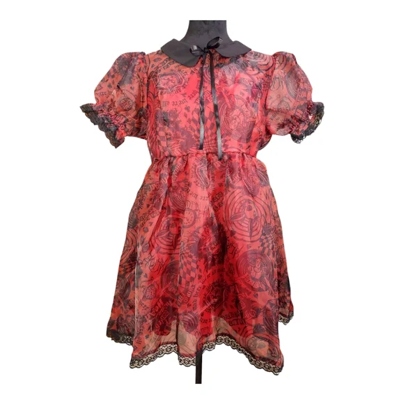 Hot Topic Social Collision NWT Red & Black Organza Babydoll Mini Dress Size M - Picture 5 of 11